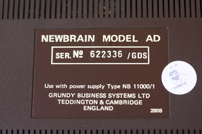 Grundy NewBrain AD Label